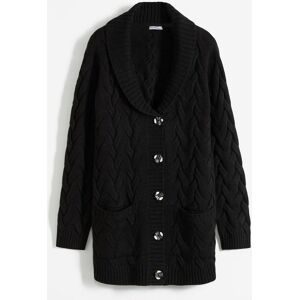 bonprix Longstrickjacke mit Schalkragen und Zopfmusterschwarz 40Damen