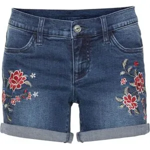 bonprix Jeans-Shorts Mid Waist, Stickereiblau 44Damen