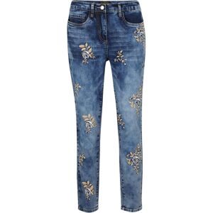 bonprix Slim-Fit-Jeans mit floraler Stickereiblau 54Damen