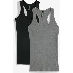 bonprix Tanktop Packung, 2 Ringerrücken, Ripp-Qualität