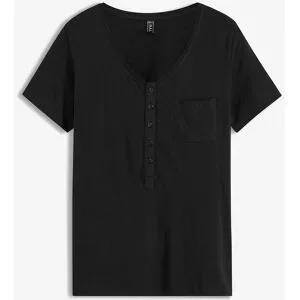 bonprix T-Shirt aus Baumwoll-Viskose-Mixschwarz 40Damen