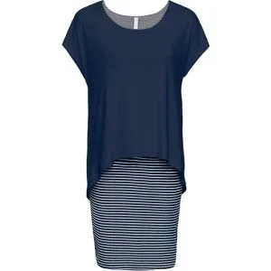 bonprix Jerseykleid mit Streifenrockblau 48Damen