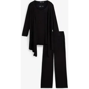 bonprix Loungewear Hausanzug (3-tlg.Set)schwarz 56Damen