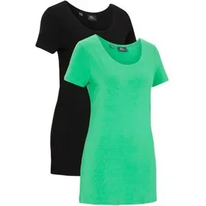 bonprix Longshirt aus elastischen Baumwoll-Mix (2er Pack)grün 40Damen