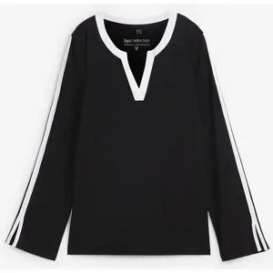 bonprix Langarmshirt bequeme Passform, Langarm-Design, mit kontrastfarbigen Details