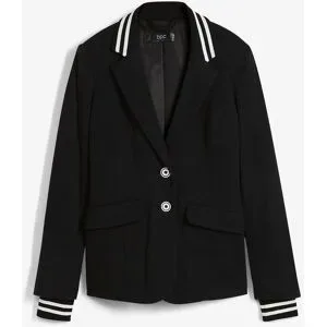 bonprix Baumwoll-Blazer mit gestreiften Detailsschwarz 46Damen