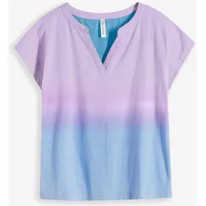 bonprix Baumwoll-Henleyshirt mit Ombré-Dye-Effektblau 40Damen