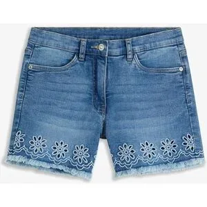 bonprix Jeans-Shorts Mid Waist, Lochstickereiblau 36Damen