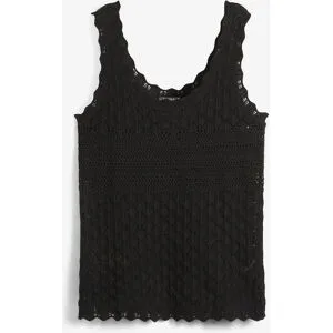 bonprix Stricktop aus Baumwollmix, figurumspielende Passform, ärmellos, ohne Kragen
