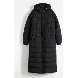 bonprix Langer Stepp-Mantel mit Kapuzeschwarz 40Damen