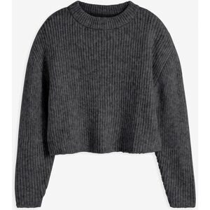bonprix Grobstrick-Pullover aus weichem Woll-Mixgrau 32Damen