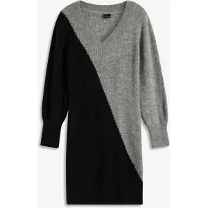 bonprix Strickkleid in zweifarbiger Optikschwarz 44Damen