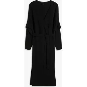 bonprix Strickkleid aus fließendem Viskose-Mixschwarz 32Damen