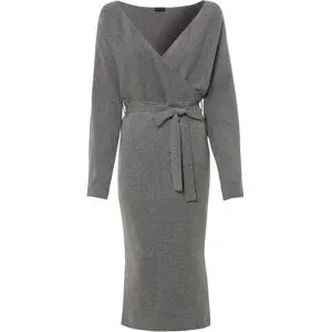 bonprix Strickkleid aus fließendem Viskose-Mixgrau 48Damen