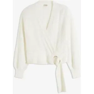 bonprix Wickelpullover mit dekorativer Schnalle, V-Ausschnitt, schmale Passform