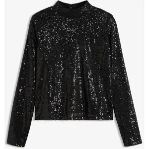 bonprix Schlupfbluse mit Paillettenschwarz 42Damen