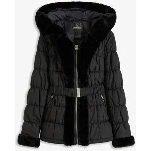 bonprix Steppjacke mit Kapuze eleganter Look, mit Kapuze und Fellimitat, Winterjacke