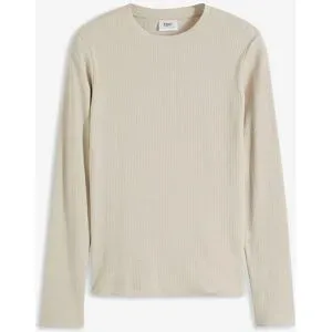 bonprix Geripptes Langarmshirt aus reiner Baumwollegrau 44Damen
