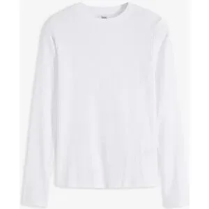 bonprix Geripptes Langarmshirt aus reiner Baumwolleweiß 56Damen