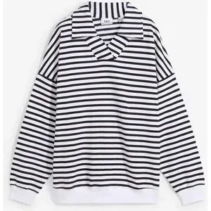 bonprix Oversize-Sweatshirt mit V-Ausschnitt und Polokragenweiß 48Damen