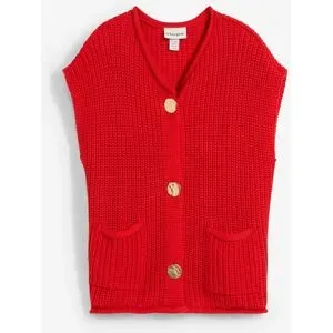 bonprix Strick-Weste mit Taschenrot 36Damen