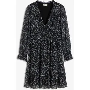 bonprix Minikleid 1 tlg. eleganter Stil, aus Mesh-Material mit floralem Druck, mit langem Arm