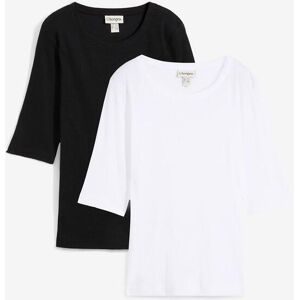 bonprix T-Shirt Packung, 2er, aus Baumwoll-Elasthan-Mix, schmale Passform, Halbarm-Design