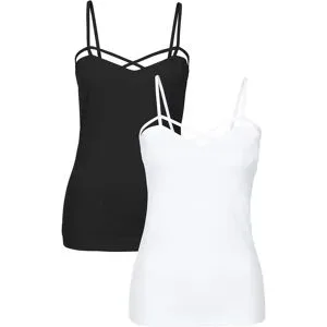 bonprix Top 2er-Pack aus Baumwoll-Mixschwarz 44Damen