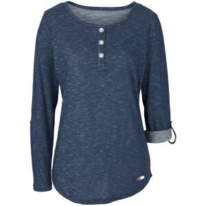 bonprix Langarmshirt im Henley-Look, mit krempelbaren Ärmeln, abgerundeter Saum