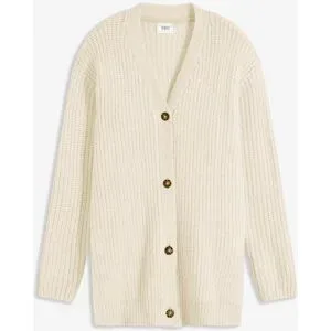 bonprix Grobstrickjacke aus weichem Wollmixweiß 40Damen