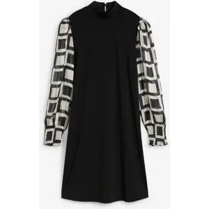 bonprix Jerseykleid mit Chiffon-Ärmelnschwarz 40Damen