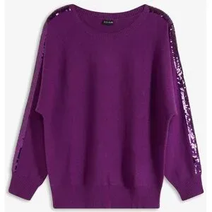 bonprix Feinstrickpullover mit Paillettenlila 52Damen