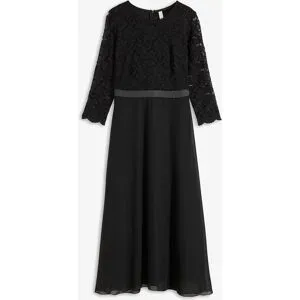 bonprix Midikleid aus leichtem Chiffon mit Spitzen-Oberteilschwarz 32Damen
