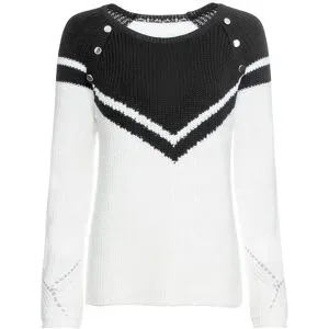 bonprix Strickpullover mit Knopfverzierung, lockere Passform, Raglanärmel, 2-farbig