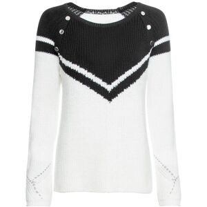 bonprix Strickpullover mit Knopfverzierung, lockere Passform, Raglanärmel, 2-farbig
