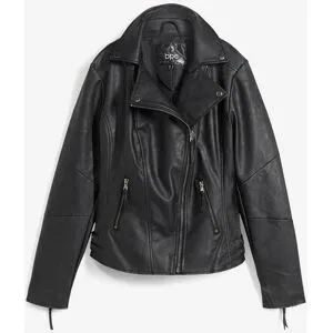 bonprix Lederimitatjacke im Bikerstil, taillierte Passform, mit Kragen und Revers