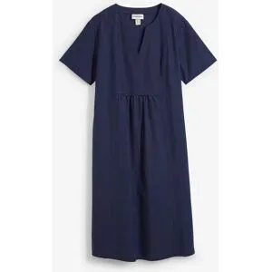 bonprix Tunika-Kleid mit Taschen aus Leinen-Baumwoll-Mixblau 52Damen