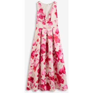bonprix Maxikleid ausgestellte Passform, glänzender Satin mit floralem Print, ärmellos