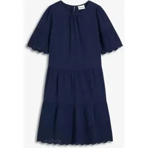 bonprix Kleid aus Musselin mit Lochstickereiblau 36Damen