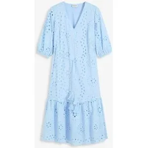 bonprix Midikleid mit V-Ausschnitt, ausgestellte Passform, aus Baumwolle