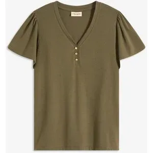 bonprix Shirt aus Viskose mit Knöpfengrün 48Damen