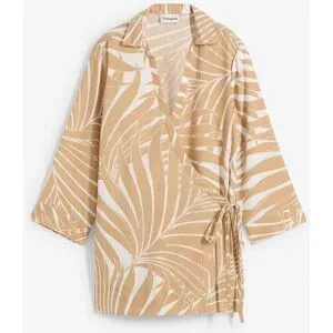 bonprix Kimono-Bluse in Leinenoptikweiß 46Damen