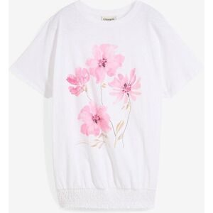 bonprix T-Shirt aus reiner Baumwolle, Ballonform, mit floralem Print, kurzärmelig