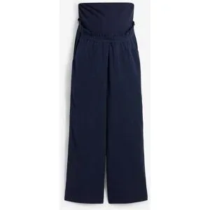 bonprix Umstandshose aus reinem Baumwoll-Musselin, Loose Fitblau 42Damen