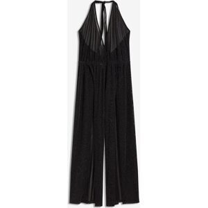 bonprix Glitzernder Strand-Jumpsuit mit Schlitzenschwarz 40Damen