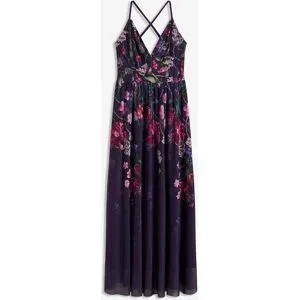 bonprix Maxikleid mit feinem Tüll, Slim Fit Passform