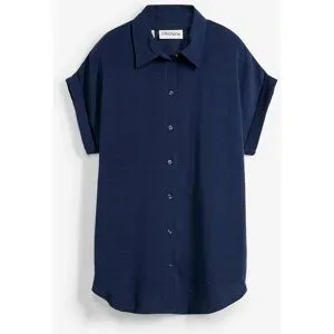 bonprix Kurzarmbluse mit recyceltem Polyesterblau 48Damen