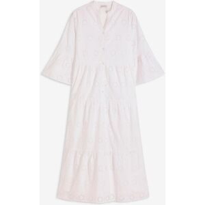 bonprix Midikleid aus reiner Baumwolle mit Lochstickereiweiß 40Damen