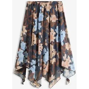 bonprix Chiffon-Midirock mit asymmetrischem Saumblau 42Damen