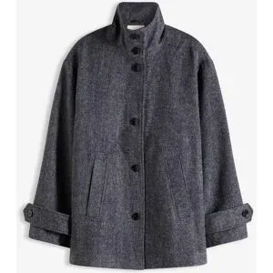 bonprix Lange Cabanjacke in Wolloptikgrau 36Damen